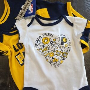 Indiana Pacers 3pc Set Infant Snap Bodysuit Girls 0-3mo NWT NBA Licensed